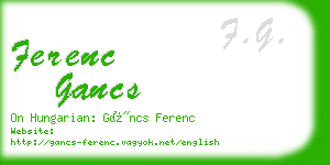 ferenc gancs business card